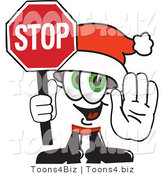 Vector Illustration of a Santa Mascot Holding a Stop Sign by Mascot Junction