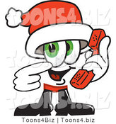 Vector Illustration of a Santa Mascot Holding a Telephone by Mascot Junction