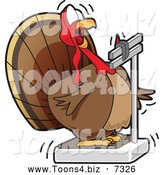 Vector Illustration of a Shocked Fat Turkey Bird Looking at Its Weight on a Scale by Toons4Biz