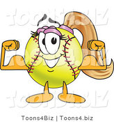 Vector Illustration of a Softball Girl Mascot Flexing Her Muscles by Mascot Junction