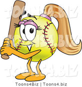 Vector Illustration of a Softball Girl Mascot Holding a Bat by Mascot Junction