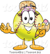 Vector Illustration of a Softball Girl Mascot Holding a Pencil by Mascot Junction