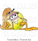 Vector Illustration of a Softball Girl Mascot Reclined by Mascot Junction