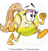 Vector Illustration of a Softball Girl Mascot Running by Mascot Junction