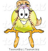 Vector Illustration of a Softball Girl Mascot Sitting on a Ledge by Mascot Junction