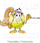 Vector Illustration of a Softball Girl Mascot Using a Pointer Stick by Toons4Biz