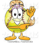 Vector Illustration of a Softball Girl Mascot Waving and Pointing by Mascot Junction