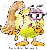 Vector Illustration of a Softball Girl Mascot Whispering by Mascot Junction