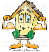 Vector Illustration of a Strong Home Mascot Flexing Muscles by Mascot Junction