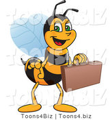 Vector Illustration of a Worker Bee Mascot Carrying a Briefcase by Mascot Junction