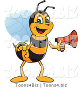 Vector Illustration of a Worker Bee Mascot Holding a Stop Sign by Mascot Junction