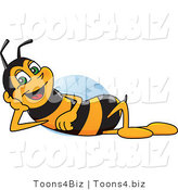 Vector Illustration of a Worker Bee Mascot Reclined by Mascot Junction