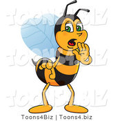 Vector Illustration of a Worker Bee Mascot Whispering by Mascot Junction