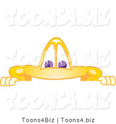 Vector Illustration of a Yellow Cartoon Star Mascot Looking over a Blank Sign by Mascot Junction