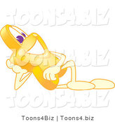 Vector Illustration of a Yellow Cartoon Star Mascot Reclined by Toons4Biz
