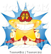 Vector Illustration of a Yellow Cartoon Star Mascot Super Hero by Mascot Junction