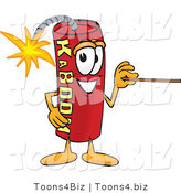 Vector Illustration of ADynamite Stick Mascot Using a Pointer Stick by Mascot Junction