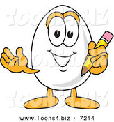 Vector Illustration of an Egg Mascot Holding a Pencil by Mascot Junction