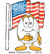 Vector Illustration of an Egg Mascot Pledging Allegiance to the American Flag by Toons4Biz