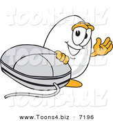 Vector Illustration of an Egg Mascot Waving by a Computer Mouse by Mascot Junction