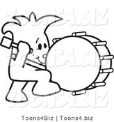 Vector Illustration of an Outlined Cartoon Character Stuck Beating the Drum by Mascot Junction