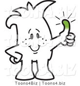 Vector Illustration of an Outlined Cartoon Character with a Green Thumb by Mascot Junction