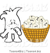 Vector Illustration of an Outlined Cartoon Character with Broken Eggs All in One Basket by Mascot Junction