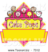 Vector Illustration of Animal Cake Pops Design with Blank Copyspace by Mascot Junction