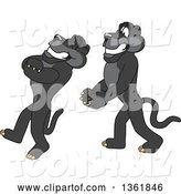 Vector Illustration of Black Panther School Mascots Doing a Trust Fall Exercise, Symbolizing Being Dependable by Mascot Junction