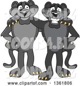 Vector Illustration of Black Panther School Mascots Standing and Embracing, Symbolizing Loyalty by Mascot Junction
