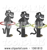 Vector Illustration of Black Panther School Mascots Standing in Line with Hoop Spacers, Symbolizing Respect by Mascot Junction