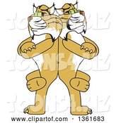 Vector Illustration of Bobcat Mascots Standing Back-to-Back and Leaning on Each Other, Symbolizing Loyalty by Mascot Junction