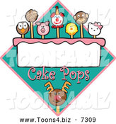 Vector Illustration of Cake Pops over a Turquoise Diamond by Mascot Junction