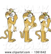 Vector Illustration of Cartoon Bobcat Mascots Gesturing Silence, Symbolizing Respect by Mascot Junction