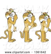 Vector Illustration of Cartoon Bobcat Mascots Gesturing Silence, Symbolizing Respect by Toons4Biz