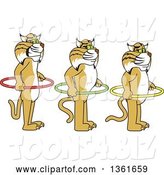 Vector Illustration of Cartoon Bobcat Mascots Holding Hoops and Standing in Line, Symbolizing Respect of Personal Space by Mascot Junction