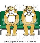 Vector Illustration of Cartoon Bobcat Mascots Sitting on a Seat, Symbolizing Safety by Mascot Junction