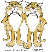 Vector Illustration of Cartoon Bobcat Mascots Standing with the Arms over Each Other's Shoulders, Symbolizing Loyalty by Toons4Biz