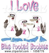 Vector Illustration of Cartoon Boobie Bird Breast Cancer Awareness Mascots with Text - 2 by Mascot Junction