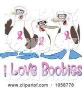 Vector Illustration of Cartoon Boobie Bird Breast Cancer Awareness Mascots with Text - 3 by Mascot Junction