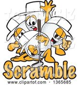 Vector Illustration of Cartoon Golf Ball Sports Mascot Characters over Scramble Text by Mascot Junction