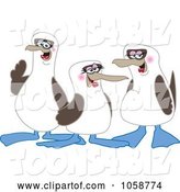 Vector Illustration of Cartoon Three Blue Footed Boobie Birds by Mascot Junction