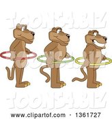 Vector Illustration of Cougar School Mascots Holding Hoops and Standing in Line, Symbolizing Respect by Mascot Junction