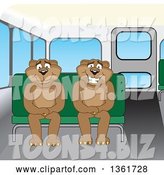 Vector Illustration of Cougar School Mascots Sitting on a Bus Bench, Symbolizing Safety by Mascot Junction