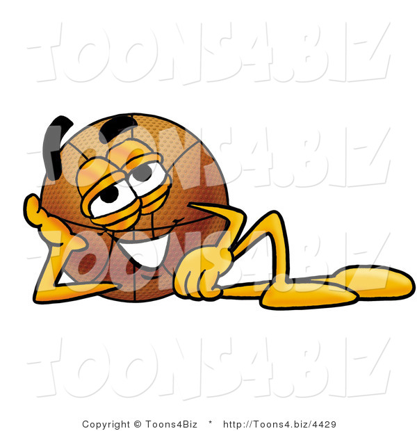 Illustration of a Basketball Mascot Resting His Head on His Hand