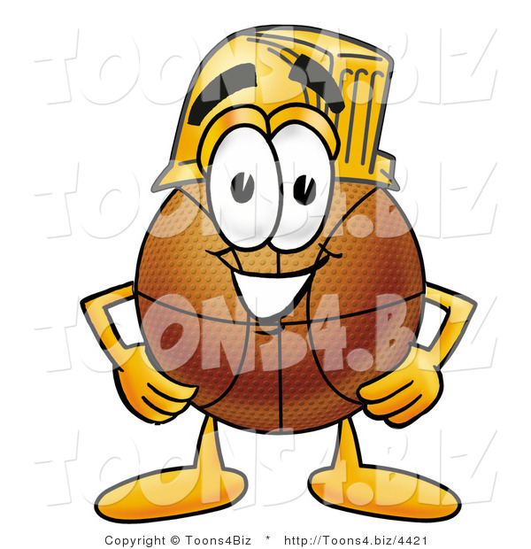 Illustration of a Basketball Mascot Wearing a Helmet