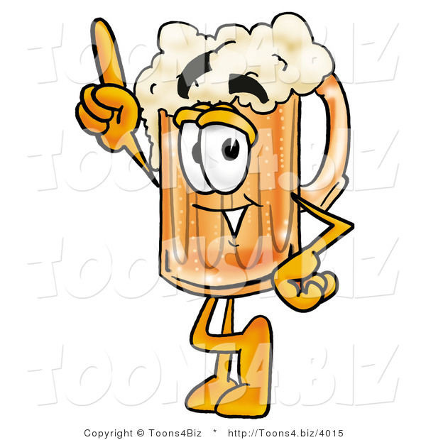 Illustration of a Beer Mug Mascot Pointing Upwards