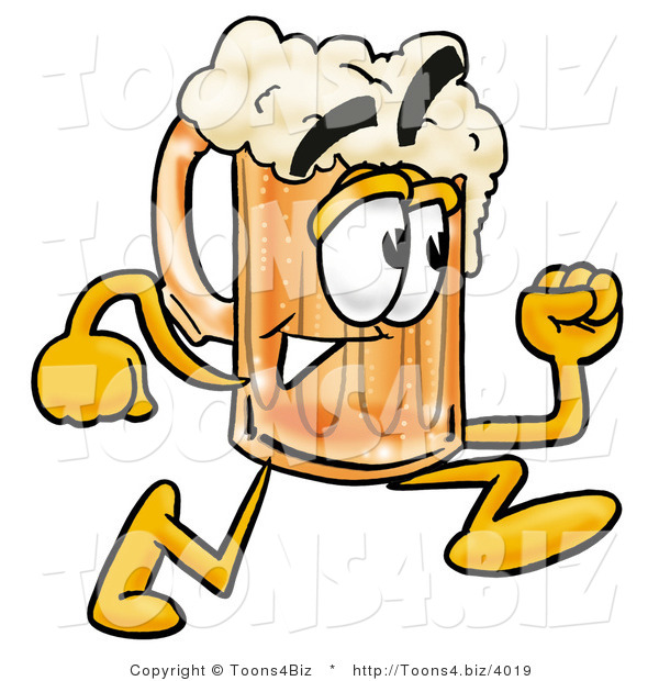 Illustration of a Beer Mug Mascot Running