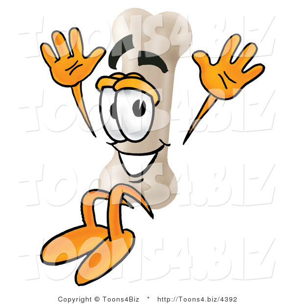 Illustration of a Bone Mascot Jumping