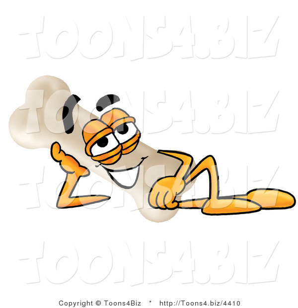 Illustration of a Bone Mascot Resting His Head on His Hand